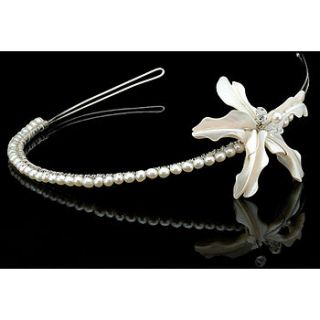 wild orchid single flower pearl tiara by the real princess company