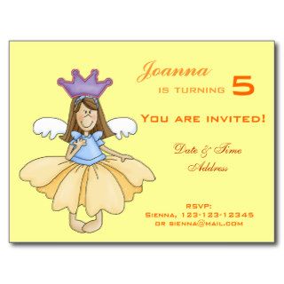 Fairy Princess Birthday Invitation Postcards