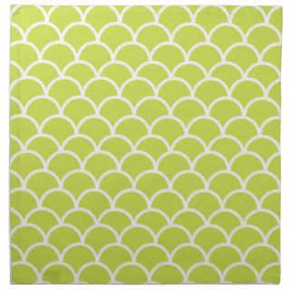 Lime green fish scale pattern napkin