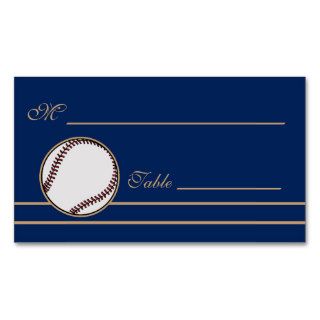 Baseball Wedding Table Number Card Navy Blue Gold Business Cards