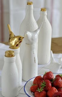 mini milk bottle and finch stopper by shan annabelle valla