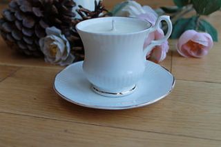 simplicity white teacup candle by teacup candles