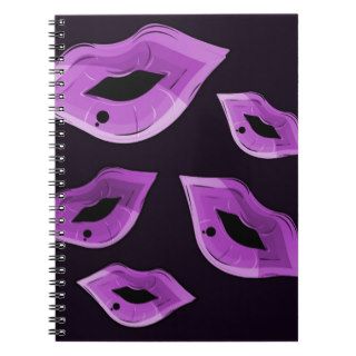 Purple Lips On A Black Background Note Book