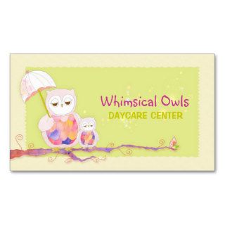 Woodland Owls Whimsical Daycare Business Cards
