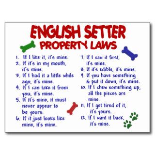 ENGLISH SETTER Property Laws 2 Postcard