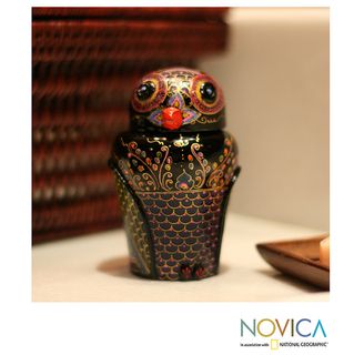 Mango Wood 'Owl and Its Secrets' Lacquered Box (Thailand) Novica Accent Pieces