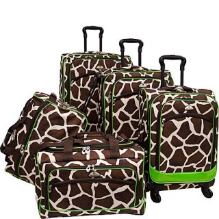 American Flyer Animal Print 5 Piece Spinner Luggage