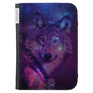 Pink Blue Purple Nebula Galaxy Space Wolf Kindle Covers