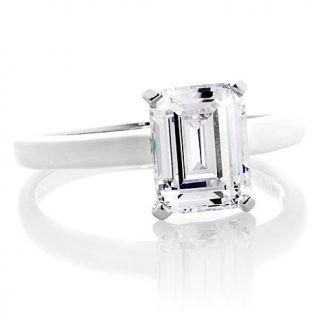 Absolute Emerald Step Cut Solitaire Ring   2ct