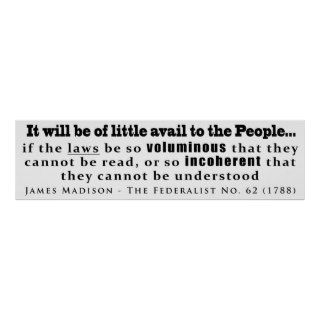 James Madison The Federalist No. 62 (1788) Poster