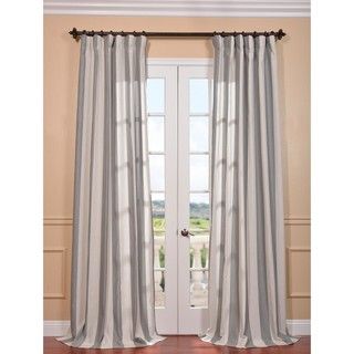 Bermuda Grey Linen Blend Stripe Curtain Panel EFF Curtains