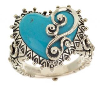 Barbara Bixby Sterling Turquoise Heart Ring —