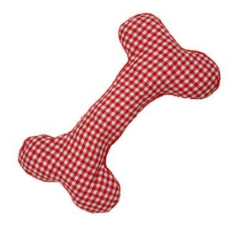 red gingham bone toy by creature clothes