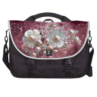 Girly Pink And Cute Flowers Bag For Laptop