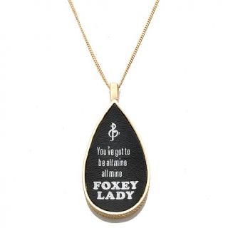 Music Culture "Foxey Lady" Black Leather Teardrop Pendant with 24" Chain