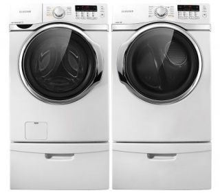 Samsung Washer & Dryer Laundry Pair with Steam& 2 Pedestals —