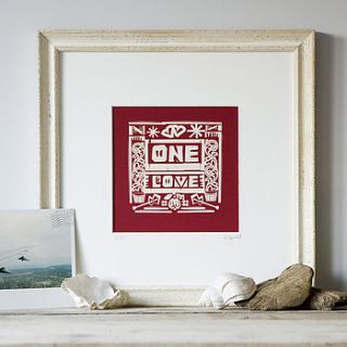 'one love' silk screen art print by solographic art
