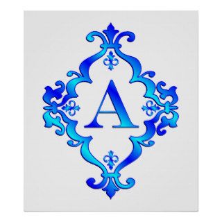 Letter A Blue Posters