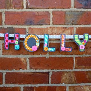 personalised name banner bunting garland by paper and string