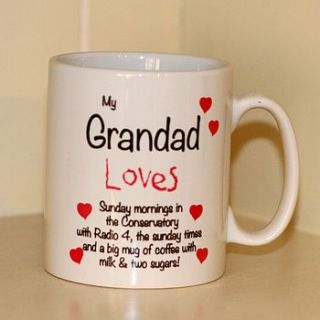 personalised 'grandad loves' mug by sleepyheads