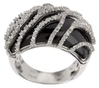 AffinityDiamond 1/4 ct tw Overlay Design Enamel Ring, Sterling —