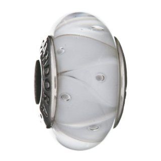 PANDORA Murano White Looking Glass Bead with Sterling Core 790921 Jewelry
