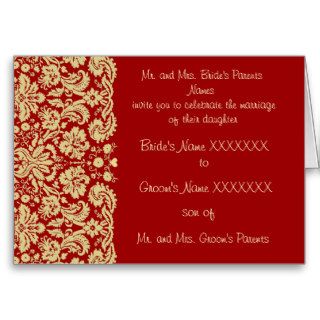 Damask Wedding Invitation Tan Choose BackGround Greeting Cards