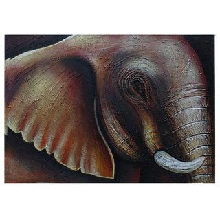 'Elephant Eye' Large Original Canvas Painting (Indonesia) Canvas Art
