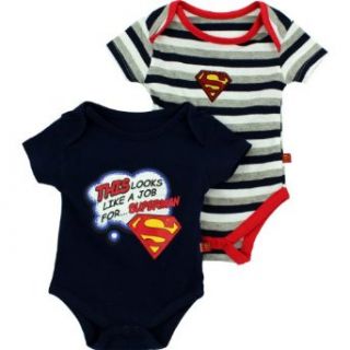 DC Comics Boys Superman "Looks Like a Job For" Bodysuit Set (2 Pack) Infant And Toddler Bodysuits Clothing