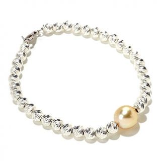 Imperial Pearls 9 10mm Cultured Golden South Sea Pearl Sterling Silver "Glitter