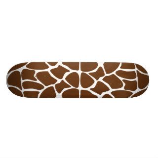 Giraffe Print Pattern in Dark Brown. Skate Board