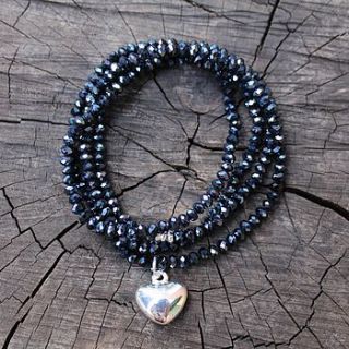 sparkly heart charm bead bracelet necklace by nest