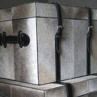 hide and leather storage trunk medium by london cows