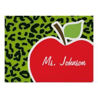 Apple Green Leopard Animal Print; Teacher