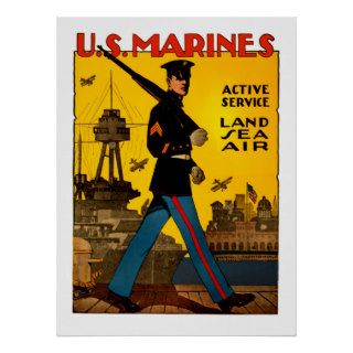 Vintage USMC Recruiting ~ Land Air Sea Posters
