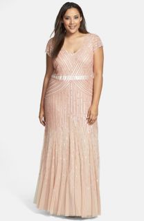 Adrianna Papell Embellished Mesh Gown (Plus Size)
