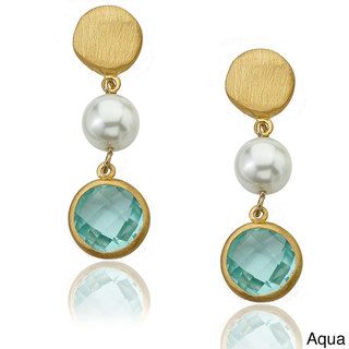 Riccova 14k Goldplated Faux Pearl and Faceted Glass Earrings RICCOVA Fashion Earrings