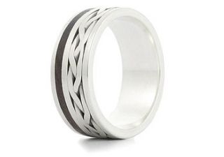 'weave iii' silver and wood ring by shiruba tree