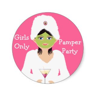 Girly Beauty Pamper Party Girls Only Theme Round Stickers