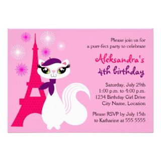 Pretty Kitty Paris Birthday Invitation