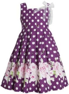 Size 6X, Purple, BNJ 7932R, Polka Dot Floral and Butterfly Border Print Fit N Flare Dress, Bonnie Jean Little Girls Party Dress Special Occasion Dresses Clothing