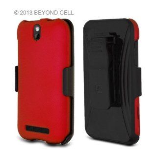 HTC One SV 3 In 1 Combo Set Protex Red Case and Holster Beltclip + Screen Protector Cell Phones & Accessories