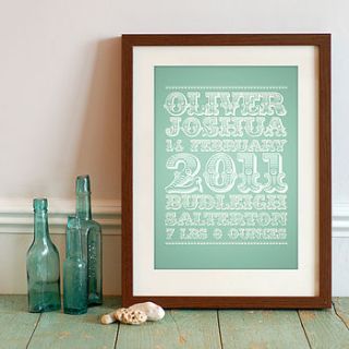 personalised birth art print by the drifting bear co.