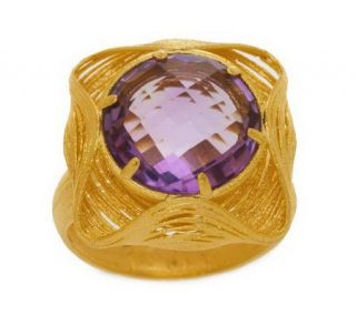 Spun Gold Dimensional Faceted Gemstone Ring, 14K Gold —