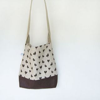 brown chickens day bag by charlotte macey