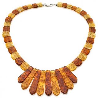 Age of Amber Lemon and Honey Amber Fan Design 17" Necklace