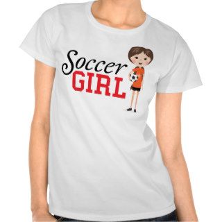 Cute cartoon soccer girl holding a ball tee shirts