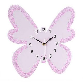 girls butterfly shaped wall clock by pitter patter products