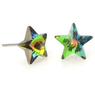 Small Iridescent Star Stud Earrings Made with Swarovski Elements Jewelry