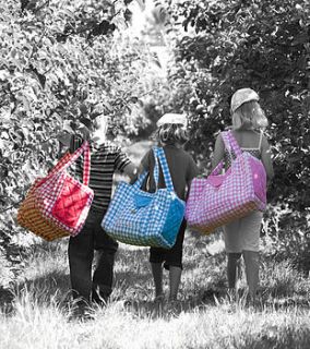 gingham weekend bag by alphabet gifts & interiors